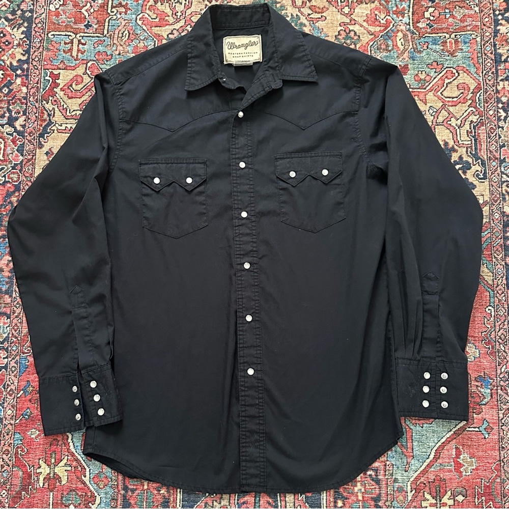 Wrangler Western Wear Black Pearl Snap-Front Shirt Mens M